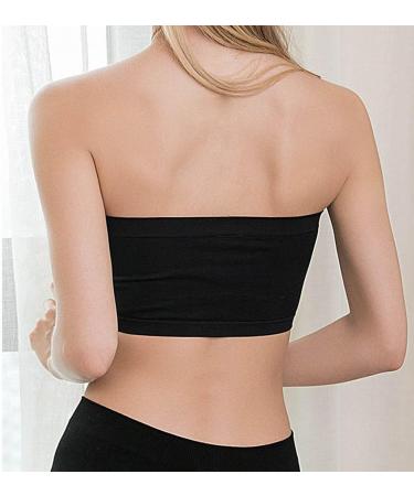 Bijerou Seamless Bandeau Bra for Women - Microfiber Wire-Free Crocheted Top - Elegant L Black - Shop Internationally! - Buy Online on GoSupps.com