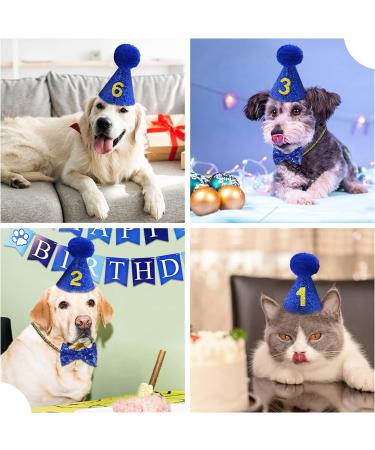 AOT Dog Birthday Party Supplies Plaid Cute Doggy Bandana Set with Happy Birthday Banner Cap Bowtie Birthday Number Puppy Birthday Outfits for Small Medium Dogs Pets Medium BLUE - Buy Online on GoSupps.com