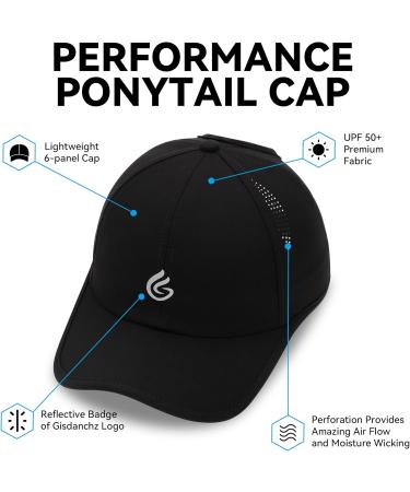 Gisdanchz Women's Adjustable Baseball Cap with Ponytail Hole - Performance Black Cap (55-57) | International Shipping Available - Buy Online on GoSupps.com