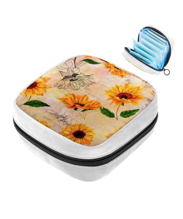 GIAPB Sanitary Napkin Storage Bag Period Bag Tampon Bag Makeup Bag Pad Pouch Vintage Sunflowers Color3786