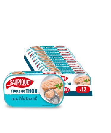 SAUPIQUET - Filets de Thon au Naturel - D coup s la Main - Issus d'une P che Tra abilit Garantie - 12 Conserves (115 g)