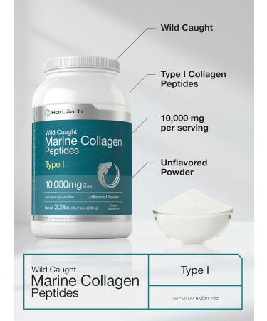 Horb ach Marine Collagen Peptides Powder 2.2 lb | for Skin Hair and Nails | Type I Hydrolyzed Fish Collagen | Unflavored | Keto Paleo Non-GMO Gluten Free Supplement - Buy Online on GoSupps.com