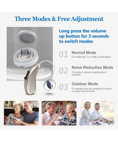 BSLLTER Rechargeable Hearing Aids | Three Modes OTC Digital Noise Cancelling for Seniors | Receiver-In-Canal Dual Microphone (Champagne) - Buy Online on GoSupps.com