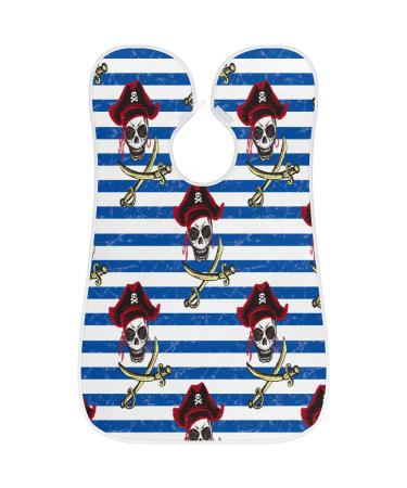 Pirate Skull Stripe Beard Bib Apron | Non-Stick Waterproof Hair Catcher for Men | Perfect Grooming Gift with Suction Cups - Buy Online on GoSupps.com