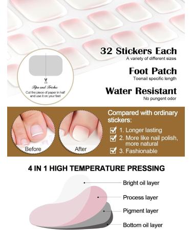 EBANKU 32 PCS Semi Cured Gel Toe Nail Strips - Adhesive Full Wraps with Nail File - UV/LED Lamp Required - #3 - Buy Online on GoSupps.com