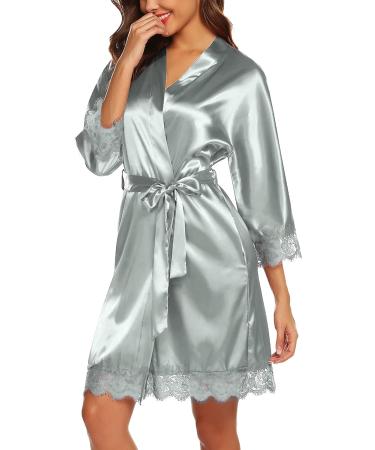 BESDEL Women's Satin Silk V-Neck Kimono Robe XL Grey - Buy Online on GoSupps.com