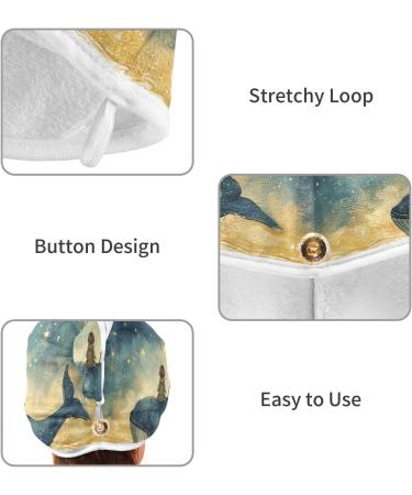 Starry Sky Girl Whale Hair Towel 2 Pack | Super Absorbent Quick Dry Hair Turbans for Women & Girls - Buy Online on GoSupps.com