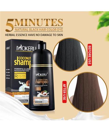 PUCHEN Coconut paint shampoo 500ml Black Herbal Shampoo No Fade Formula NonStick Scalp Fast Acting Black Hair Dye Chestnut Brown - Buy Online on GoSupps.com