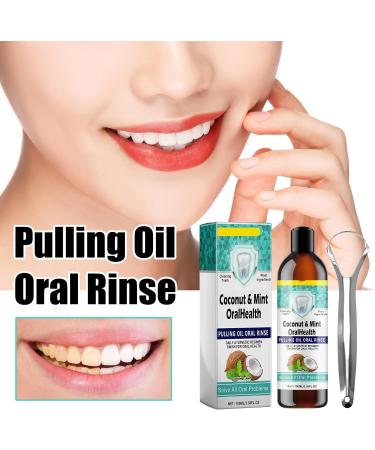 VKaoess Mouthwash with coconut oil Mouthwash with coconut oil for oral care Natural mouthwash against plaque and bad breath with tongue scraper for fresh breath 100 ml 3 bottles - Buy Online on GoSupps.com