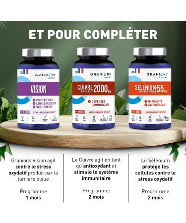 Vision GRANIONS | Eye Supplement | Mirtoselect + Lutein + Zeaxanthin + Vitamins | Eye tension sight dry and tired eyes | Made in France | Size 1 Month - Buy Online on GoSupps.com