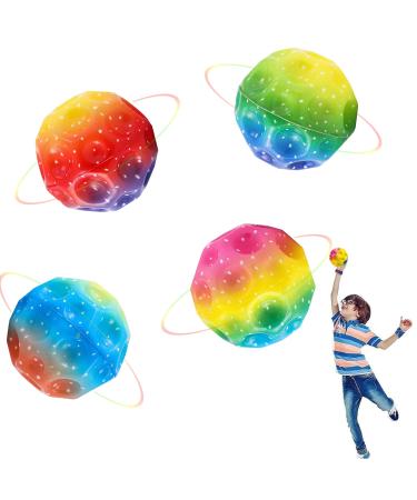 waziwe 4 Pack Astro Jump Ball Moon Ball Galaxy Jump Ball Jump Ball Spaceballs for Kids Party Gift Bouncy Ball for Kids Outdoor Jumping Ball for Children Interactive Toy for Stress Relief Style 1