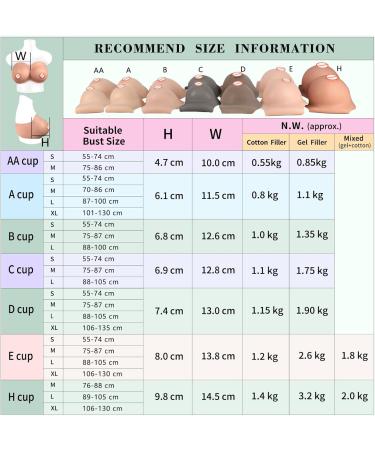 Buy Icever Silicone Breast Prostheses - Realistic Cotton-Filled E Cup Perfect for Crossdressers Cosplay & Transgender Size S-E Cup Beige - Buy Online on GoSupps.com