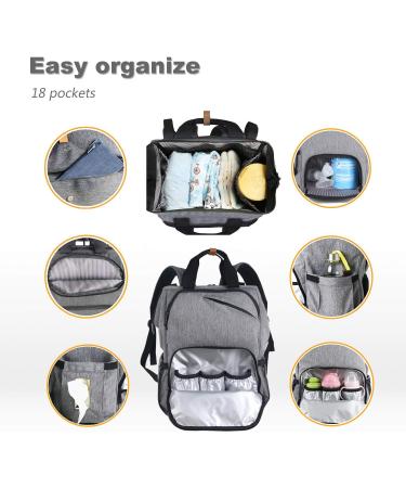 Hap Tim Baby Wrap Backpack Diaper Bag | Multifunctional Designer Bag | Large Capacity Waterproof & Isolated Pockets | Travel Backpack for Parents (EU-7340-G) - Gray - Buy Online on GoSupps.com