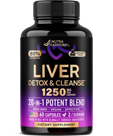 Liver Cleanse Detox & Repair - Milk Thistle | Dandelion | Artichoke | TUDCA | Glutathione & NAC - Effective Liver Health Supplement | 80% Silymarin - Laboratory Tested Vegan - Made in USA 60 Capsules 60 Count (Pack of 1)