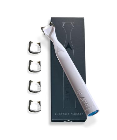 Slate Electric Flosser Starter Kit- 3-in-1 Flosser with an ergonomic handle reusable toothedeine heads non-toxic dental floss gum sweepers and tongue scraps for advanced oral and