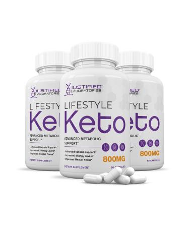 (3 Pack) Lifestyle Keto Pills 800MG Includes Patented goBHB® Exogenous Ketones Advanced Ketosis Support for Men Women 180 Capsules