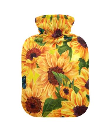 Heat bottles with reference watercolor sunflowers butterflies warming bags for pain relief neck and shoulder pain hot water bed warmers 2 liters