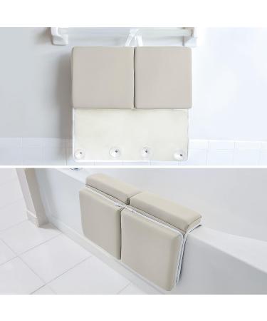 Bath Kneeler & Elbow Rest Pad Set | 1.75 Thick Mat for Knee & Arm Support | Large Bathtub Kneeling Mat with Toy Organizer | Beige | Happy Baby Bathing Time - Buy Online on GoSupps.com