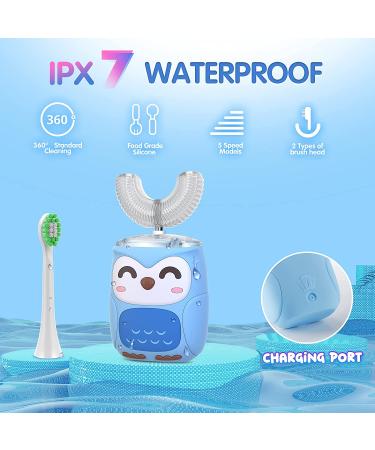 Kids Electric Toothbrush U-Shaped Whole Mouth Automatic Brush for Children & Toddlers (2-6 Year) in Light Blue - Buy Online on GoSupps.com