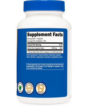 Nutricost Iodine 325mcg - Natural Iodine from Organic Sea Kelp - 120 Capsules, Vegetarian, Non-GMO, Gluten Free - Buy Online on GoSupps.com