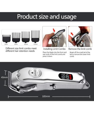 Beard Trimmer Hair Clippers Men Electric Beard Trimmers for Men Professional Cordless Hair Trimmer Cordless Rechargeable Hair Clippers with LED Display & 8 Limit Combs - Buy Online on GoSupps.com