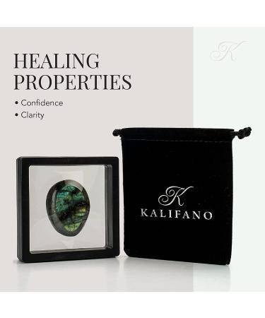 KALIFANO Labradorite Palm Stone: Healing & Calming Reiki Crystal for Cleansing and Protection - High Energy Labradorite with Info Card - Family Owned - Buy Online on GoSupps.com