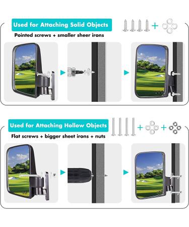 10L0L Golf Cart Side Mirrors - No-Drilling Option - Fits Club Car, EZ-GO, Yamaha & More - Black - Buy Online on GoSupps.com