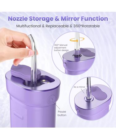 Portable Water Flosser Kit | Cordless Rechargeable Mini Oral Irrigator with DIY Mode | 5 Jet Tips | IPX7 Waterproof | for Travel and Home - Mini Purple - Buy Online on GoSupps.com