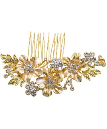 Doumneou Wedding Bridal Hair Combs Vintage Imitation Crystal Hairpins Prom Jewelry Gold Silver Flower Pattern Hair Accessories Pins Women Gold