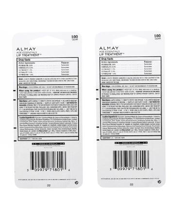 Almay A Pack of 2 Almay Age Essentials Lip Treatment Clear 100 - Buy Online on GoSupps.com