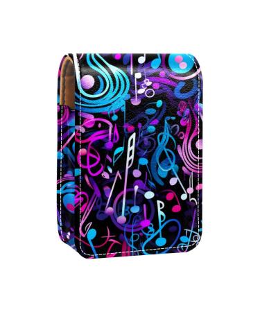 Travel Lipstick Organizer Case Lipstick Case Portable Makeup Bag With Mirror Colorful Musical Background Notes P551p6jznf