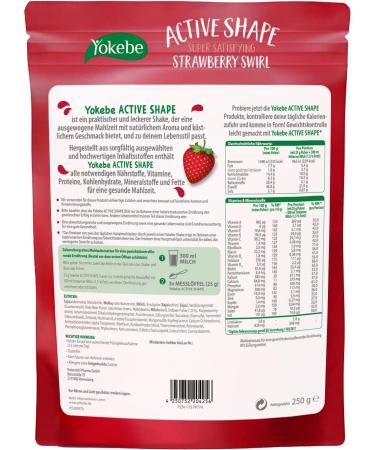 Yokebe Active Shape Strawberry Swirl Powder - High Protein Diet Drink for Weight Control - Gluten Free - 250g (10 Portions) - Buy Online on GoSupps.com