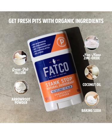 FATCO Stank Stop All Natural Deodorant - Grapefruit & Ginger with Tallow & Organic Coconut Oil (1.7 oz - Buy Online on GoSupps.com
