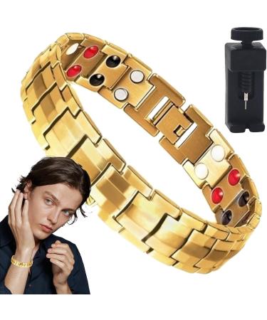 2024 Far-Infrared Ion Titanium Bracelet for Men - Double-Row Magnetic Health Energy Bracelet with Limited Edition Gold Clock - Buy Online on GoSupps.com