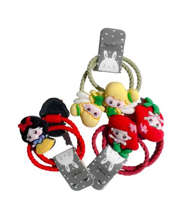 HEY SIS! 6 Princess Hair Ties  Girls Fine Hair Ties  Elastic Ponytail Holder  Princess Accessories  Tinker Bell  Snow White  Ariel (Princess Set 1)