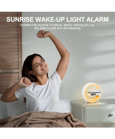 Sunrise Alarm Clock with Bluetooth Speaker, Wireless Charger, and RGB Color Changing Night Light - White - Buy Online on GoSupps.com
