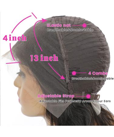 Lace Front Human Hair Wig 24 Inch Black Color | 13x4 HD Transparent Straight Frontal Wig 180% Density | Brazilian Virgin Hair Pre Plucked with Baby Hair for Black Women - Buy Online on GoSupps.com