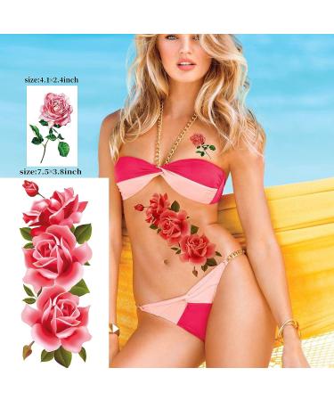 Jeefonna Flowers Temporary Tattoos for Women - 21 Waterproof Fake Rose Peony Body Art Arm Tattoo Stickers - Buy Online on GoSupps.com