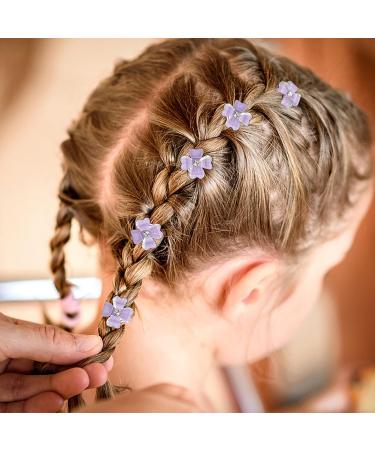 YISSION 20Pcs Mini Purple Flower Rhinestone Hair Clips | Wedding Bridal Accessories for Girls & Women - Buy Online on GoSupps.com