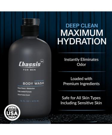 Chassis 360 Men's Body Wash - Maximum Hydration Liquid Body Cleanser for Men - Triple Foam Formula with Clean Fusion Scent - Suitable for All Skin Types - Sulfate & Paraben Free - 16 Fl Oz Bottle - Buy Online on GoSupps.com