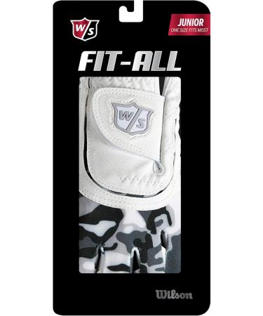 Wilson Staff Fit-All JR Golf Glove - Youth Left Hand One Size - White & Black - International Shipping Available - Buy Online on GoSupps.com