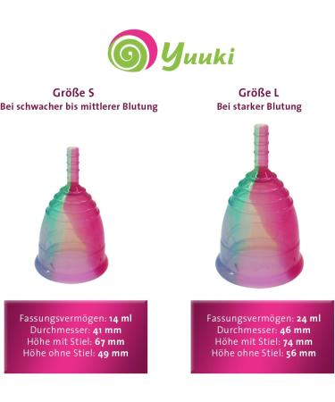 Menstrual Cup YUUKI Soft Rainbow Line Large - Medical Silicone with Cleaning Cup | Eco-Friendly Comfortable and Reusable - Buy Online on GoSupps.com