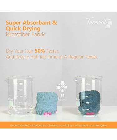 Tuerria Microfiber Hair Turban for Women - 2 Pack (Pink Champagne & Clear Sky) | Super Absorbent Fast Drying Anti-Frizz & Hands-Free - Buy Online on GoSupps.com