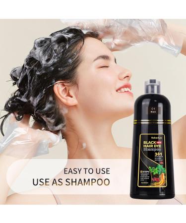 Hair Dye Shampoo Natural Hair Dye Shampoo for White Hair Hair Dye Shampoo Instant Hair Dye Shampoo Hair Color Shampoo Hair Dye (Black 500 ml) - Buy Online on GoSupps.com