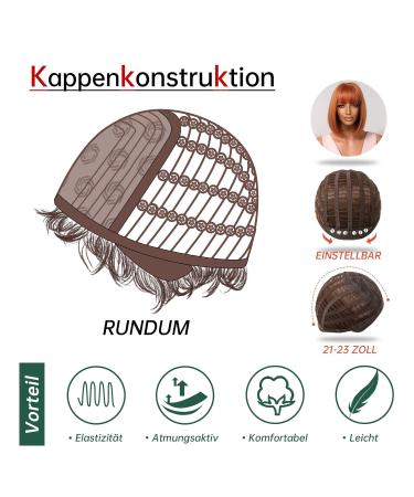 Testar 14 inch Orange Bob Wig for Women | Synthetic Heat-Resistant Ginger Wig for Cosplay & Daily Use - Buy Online on GoSupps.com