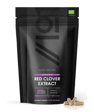 Organic Red Clover Extract 5250mg - for Use During The Menopause - Potent 15:1 Pure Extract - Halal 60 Vegan Capsules 1 count (Pack of 60)