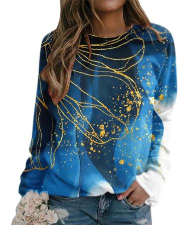 DUOWEI Tall Women's Print Sweatshirt Pullover - Comfy O Neck Sweater for Women - C-blue Large - Buy Online on GoSupps.com