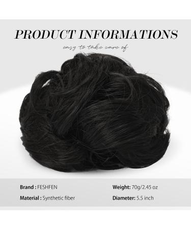 FESHFEN Claw Clip Messy Bun Hair Piece - Black Brown Curly Wavy Chignon Updo Scrunchie for Women - Buy Online on GoSupps.com