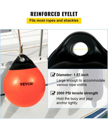 VEVOR 15 Inflatable Boat Buoy Balls - Heavy-Duty Marine-Grade PVC Marker Buoys for Boat Mooring, Anchoring, Rafting, Fishing - Orange - Buy Online on GoSupps.com