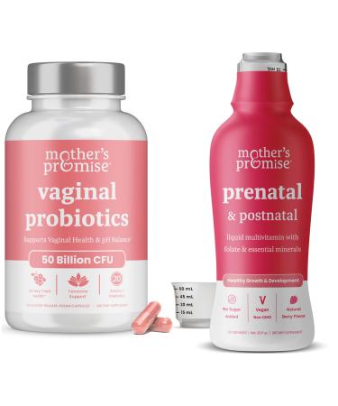 Mother's Promise Prenatal & Postnatal Multivitamin Liquid & Vaginal Probiotics for Women Bundle